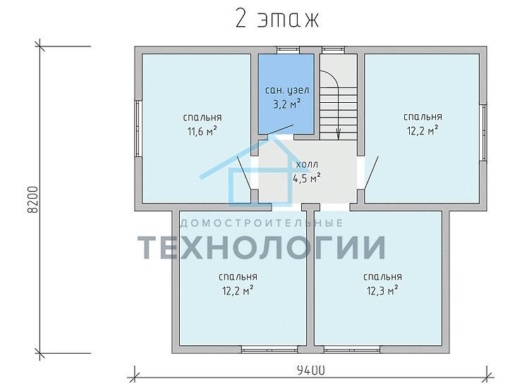 Дом шале из бруса в 1,5 этажа 6х6 с котельной Топак